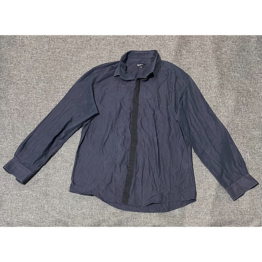 Bar‎ 3 Slim Fit Men's 16 1/2 34-35 L Plaid Purple Black Long Sleeve Shirt